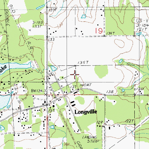 Topographic Map of Longville Census Designated Place, LA