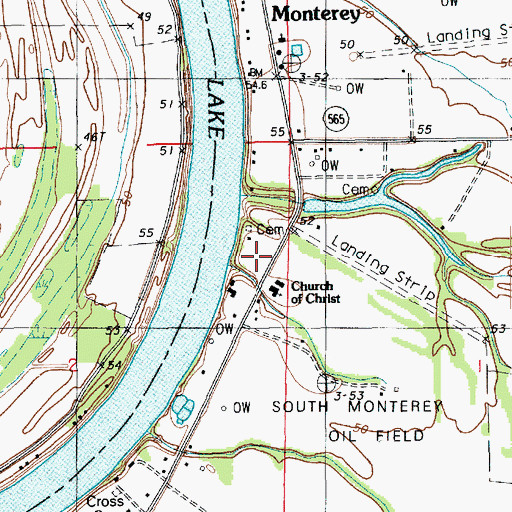 Topographic Map of Monterey Census Designated Place, LA
