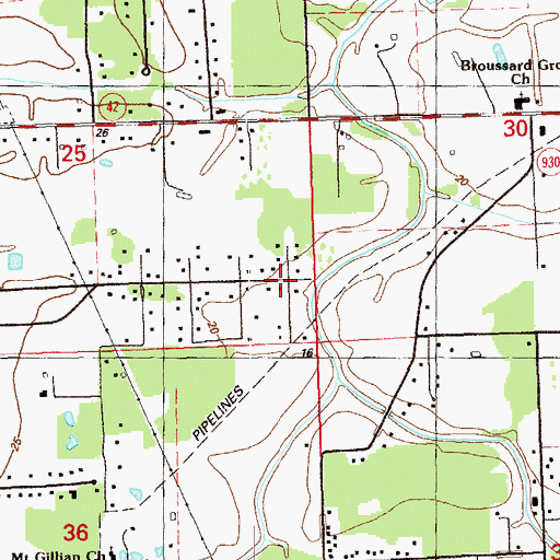 Topographic Map of Prairieville Census Designated Place, LA