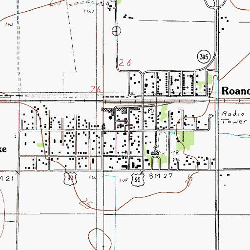 Topographic Map of Roanoke Census Designated Place, LA