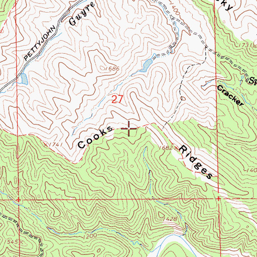 Topographic Map of Cooks Ridges, CA