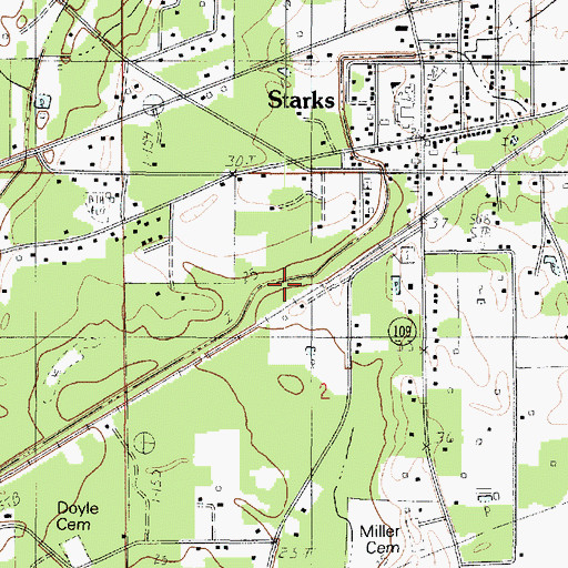 Topographic Map of Starks Census Designated Place, LA