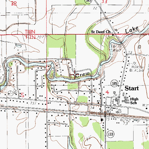 Topographic Map of Start Census Designated Place, LA