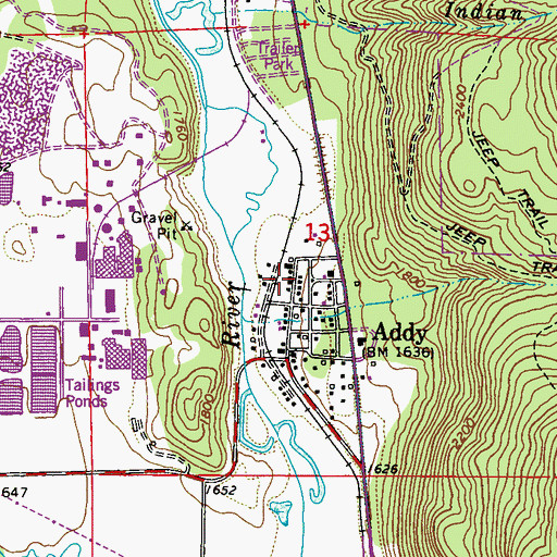 Topographic Map of Addy Census Designated Place, WA