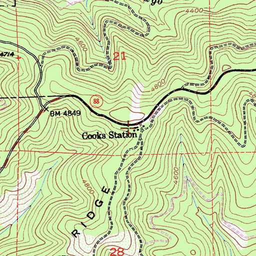 Topographic Map of Cooks Station, CA