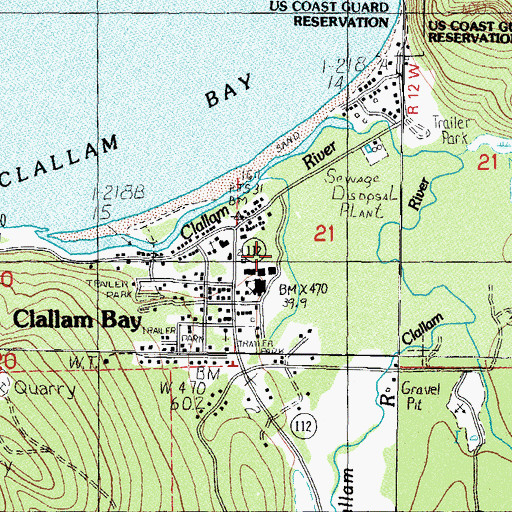 Topographic Map of Clallam Bay Census Designated Place, WA