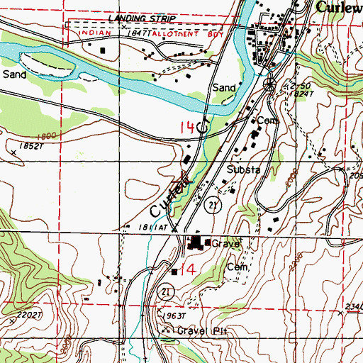 Topographic Map of Curlew Census Designated Place, WA