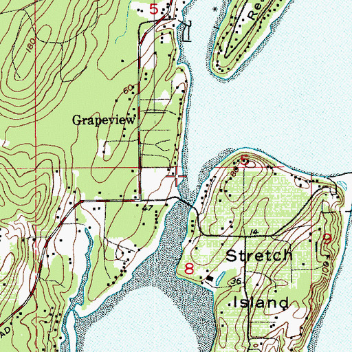 Topographic Map of Grapeview Census Designated Place, WA