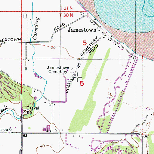 Topographic Map of Jamestown Census Designated Place, WA