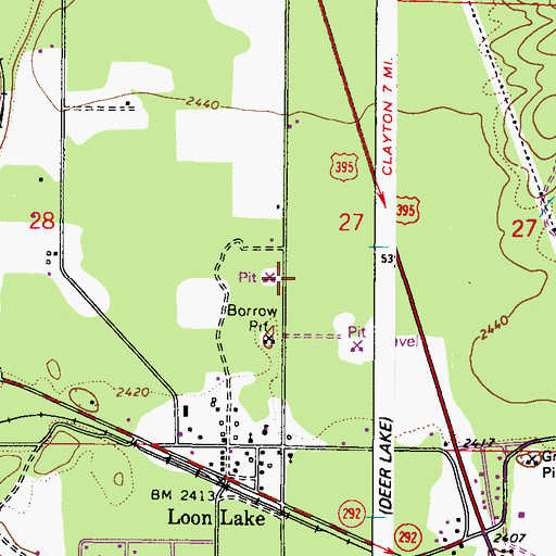 Topographic Map of Loon Lake Census Designated Place, WA