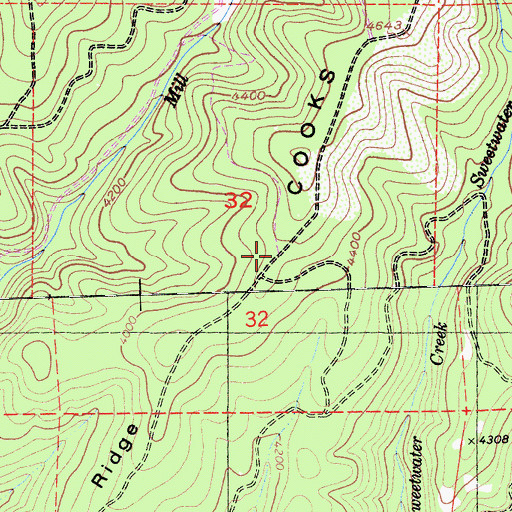 Topographic Map of Cooks Station Ridge, CA