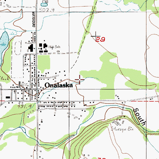 Topographic Map of Onalaska Census Designated Place, WA