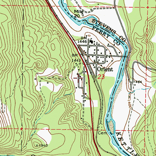 Topographic Map of Orient Census Designated Place, WA