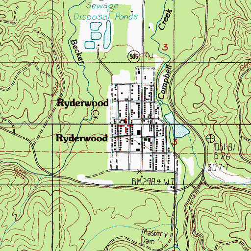 Topographic Map of Ryderwood Census Designated Place, WA