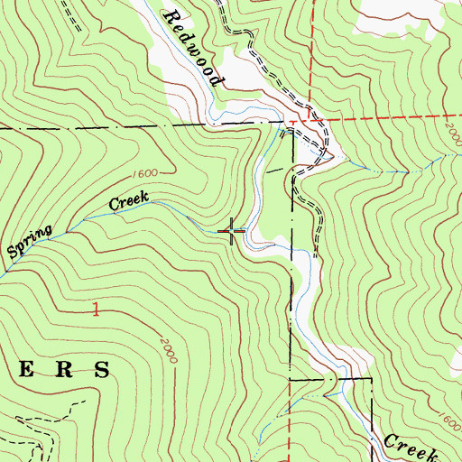 Topographic Map of Cool Spring Creek, CA