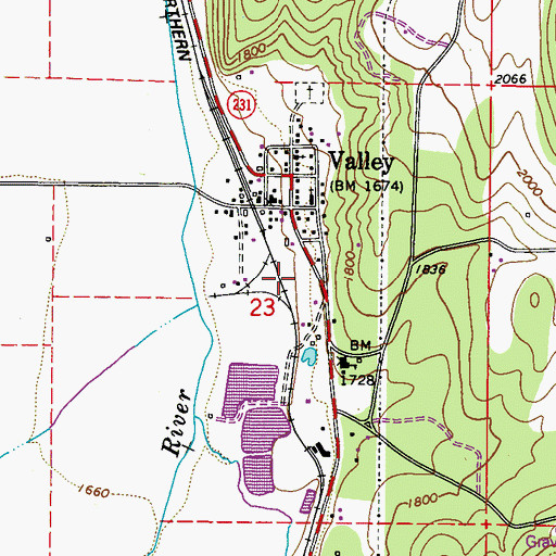Topographic Map of Valley Census Designated Place, WA