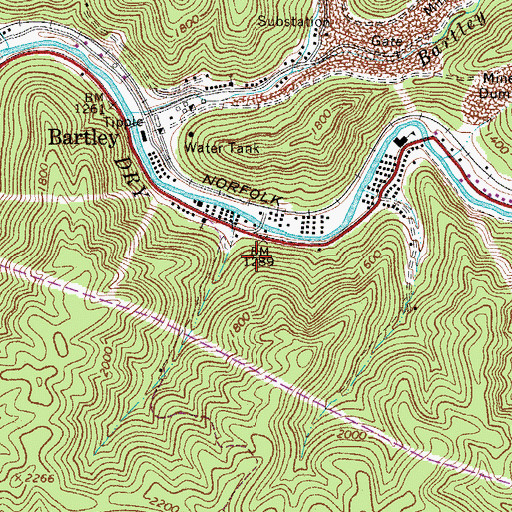 Topographic Map of Bartley Census Designated Place, WV