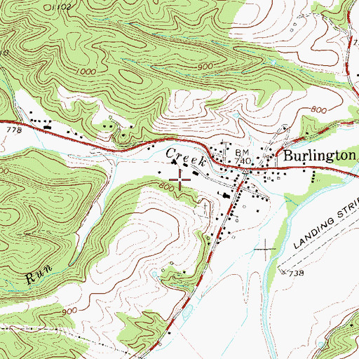 Topographic Map of Burlington Census Designated Place, WV