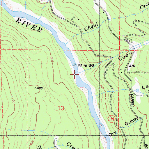 Topographic Map of Coon Creek, CA