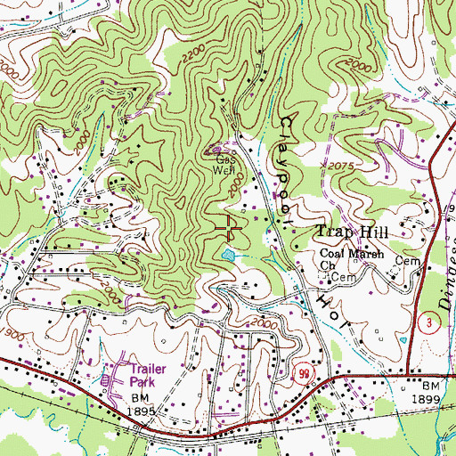 Topographic Map of Glen Daniel Census Designated Place, WV