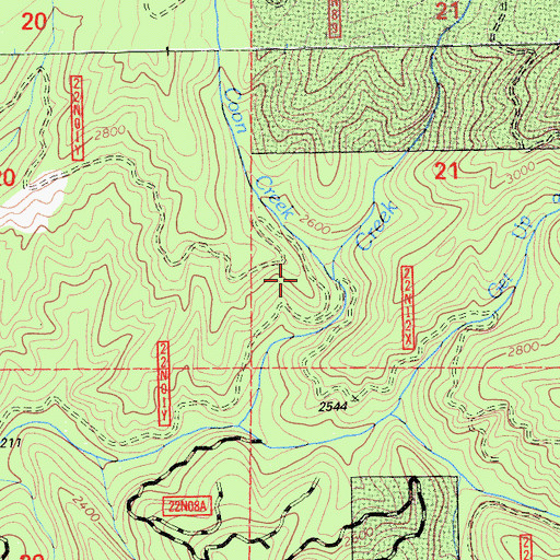 Topographic Map of Coon Creek, CA