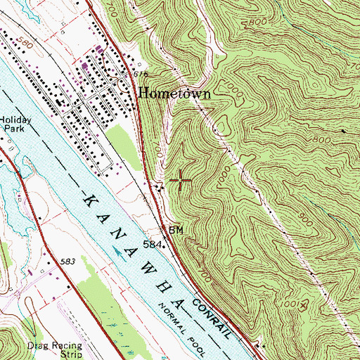 Topographic Map of Hometown Census Designated Place, WV