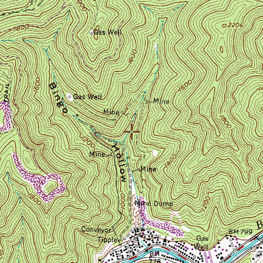 Topographic Map of Kistler Census Designated Place, WV