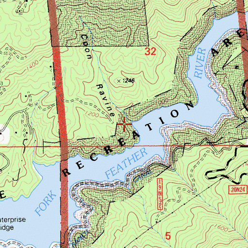 Topographic Map of Coon Ravine, CA