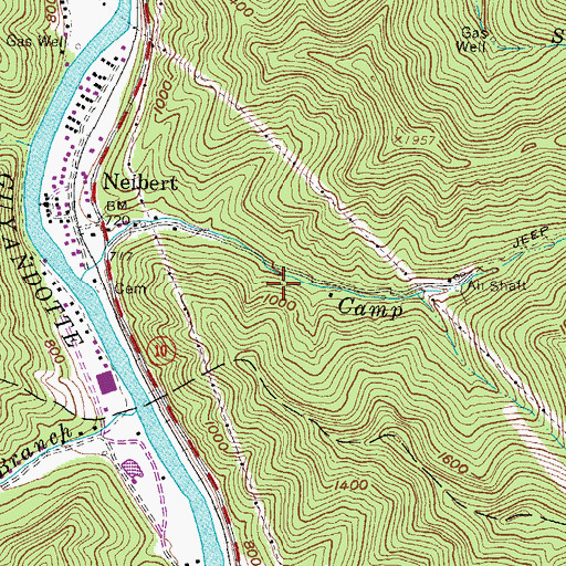 Topographic Map of Neibert Census Designated Place, WV
