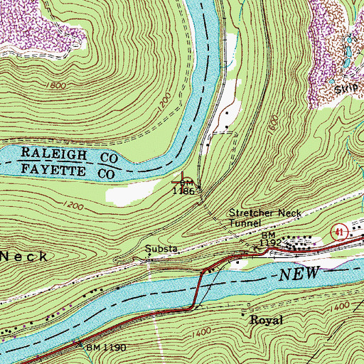 Topographic Map of Prince Census Designated Place, WV