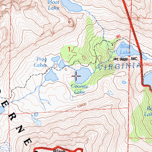 Topographic Map of Cooney Lake, CA