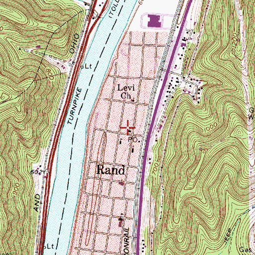 Topographic Map of Rand Census Designated Place, WV