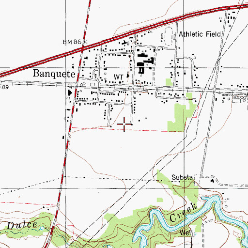 Topographic Map of Banquete Census Designated Place, TX