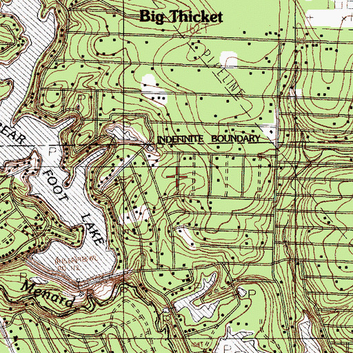 Topographic Map of Big Thicket Lake Estates Census Designated Place, TX