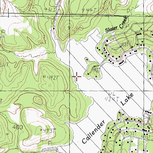 Topographic Map of Callender Lake Census Designated Place, TX