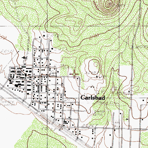 Topographic Map of Carlsbad Census Designated Place, TX