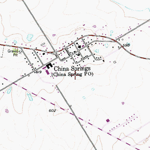 Topographic Map of China Spring Census Designated Place, TX