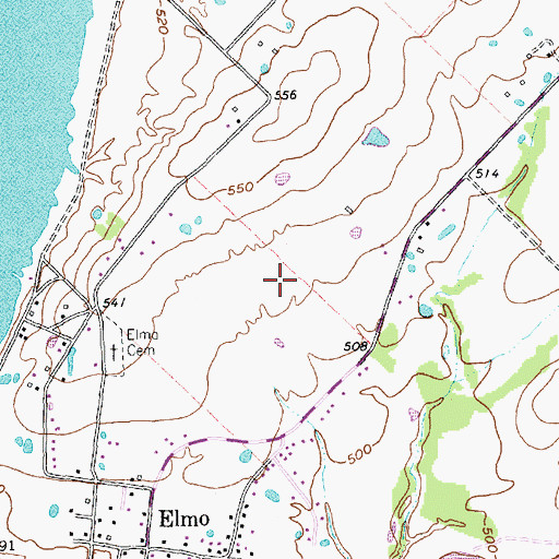Topographic Map of Elmo Census Designated Place, TX
