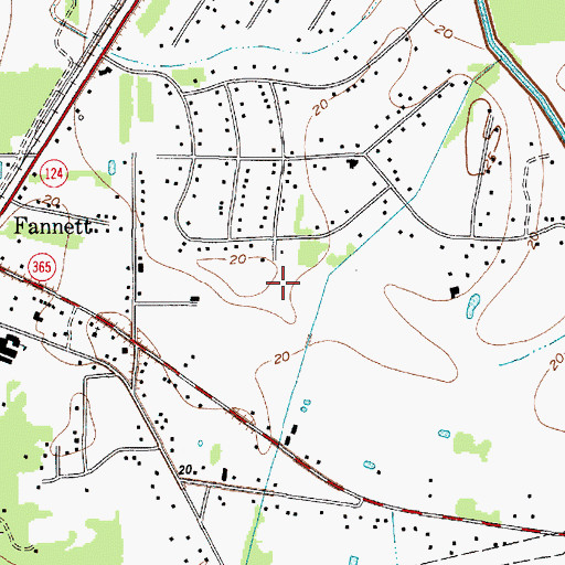 Topographic Map of Fannett Census Designated Place, TX