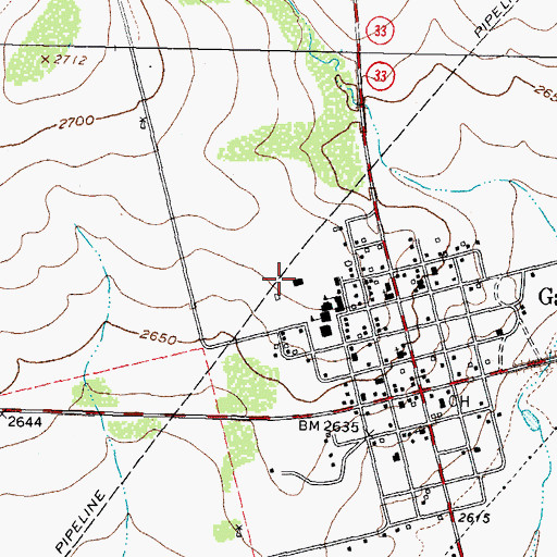 Topographic Map of Garden City Census Designated Place, TX