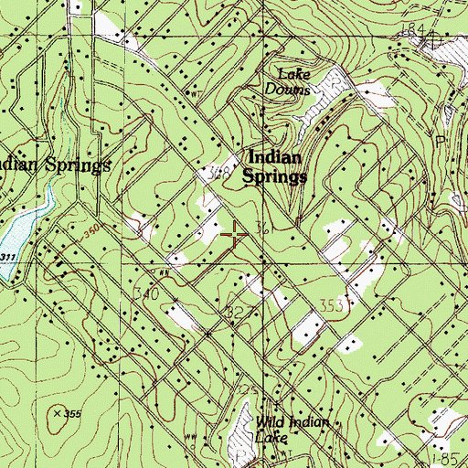 Topographic Map of Indian Springs Census Designated Place, TX