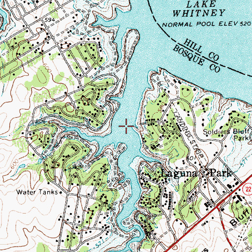Topographic Map of Laguna Park Census Designated Place, TX