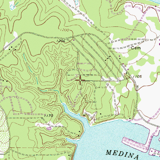 Topographic Map of Lake Medina Shores Census Designated Place, TX