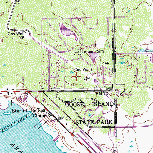 Topographic Map of Lamar Census Designated Place, TX