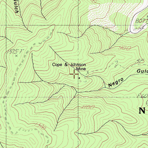 Topographic Map of Cope and Johnson Mine, CA