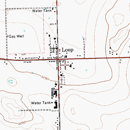 Topographic Map of Loop Census Designated Place, TX