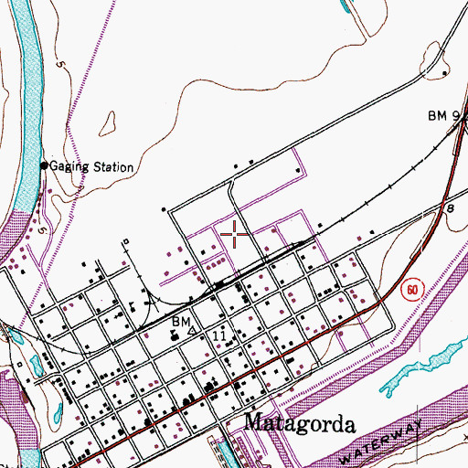 Topographic Map of Matagorda Census Designated Place, TX