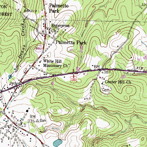 Topographic Map of Oakhurst Census Designated Place, TX