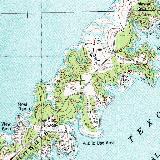 Topographic Map of Preston Census Designated Place, TX