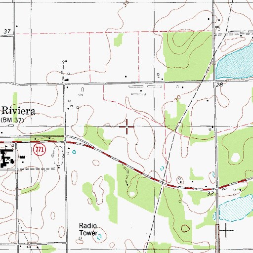 Topographic Map of Riviera Census Designated Place, TX